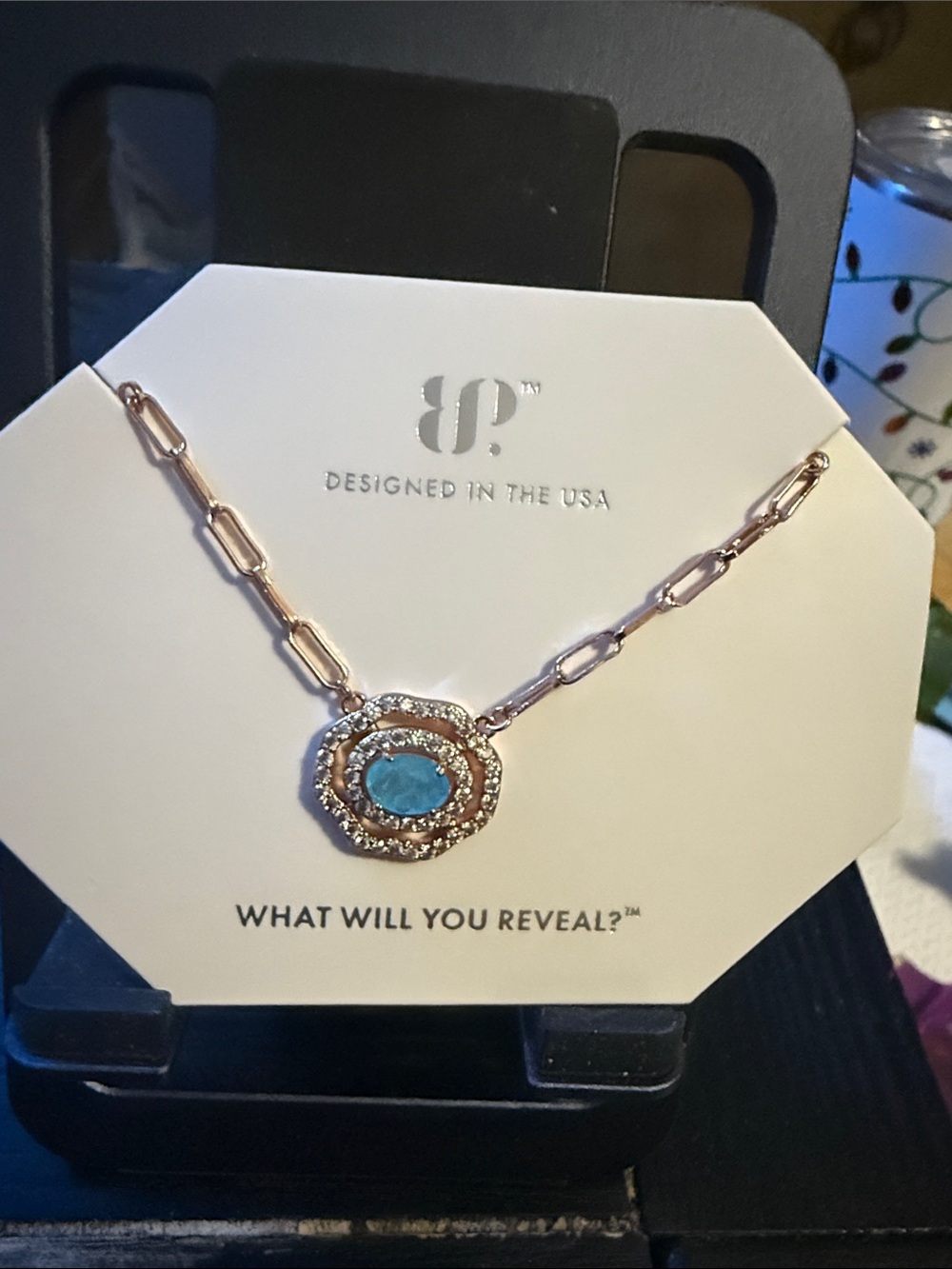 BP Rose Gold plated aquamarine necklace